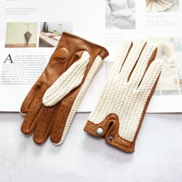 Goatskin Touch Screen Leather Gloves Women's Motorcycle Riding Unlined Four Seasons Thin Car Driving Full Finger Driver