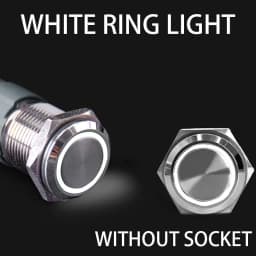 16 19 22mm With Wire Waterproof Metal Push Button Switch LED Ring/Power Light Momentary Latching 5/12/24/220V Silver1NO1NC