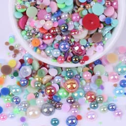 Mix Color AB Half Round ABS Beads Pearl Flatback Bead For DIY Nail Decor Jewelry Making F0104