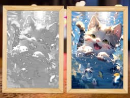 Cute Cat Kawaii Pets Light Painting Picture Frame Led Night Light Moon Lamp Room Decor Home Bedroom Friends Kids Birthday Gifts