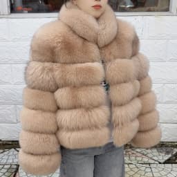 QUEENTINA Winter New Women's Cold Real Fox Fur Coat With Collar Especially Overcoat Leather Female Natural Plus Size 2023 Luxury