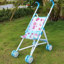 Dolls Pram Iron Foldable Baby Stroller Colorful Large Capacity Stable Lightweight Doll Handcart for Boys Girls