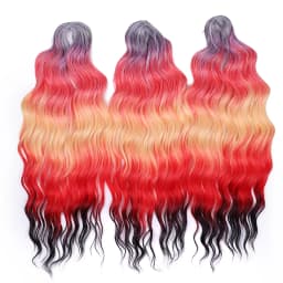 Magic 24Inch 3PCS Loose Wave Synthetic Crochet Hair Bundles Copper Red Heat Resistant Hair Extensions For Women Braiding Styling
