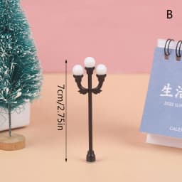 Miniature Christmas Street Lamp Post LED Lights Park Bench & Streetlight Micro Landscape Fairy Garden Ornament Dollhouse Decor