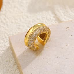 1pcs Delicate CZ Zircon Double Layer C-shape Chunky Cuff Earrings Stainless Steel No Piercing Cartilage Ear Clip Luxury Jewelry