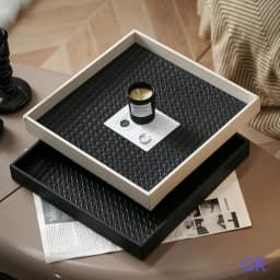 Luxury Leather Tray Square Decorative Storage Tray for Perfume Cosmetics Vanity Organizer