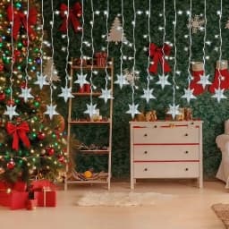 1pc 96 LED Star Icicle Curtain String Lights USB Powered 8 Modes Christmas Decorative Icicle Lights For Garden Patio Home Decor
