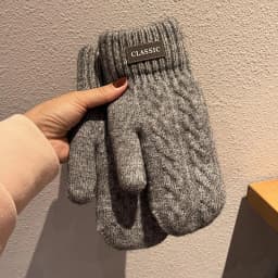 Man Winter Keep Warm Double Layer Add Velvet Thickened Prevent Cold Knitted Gloves Classical Style Elegant Twist Mittens