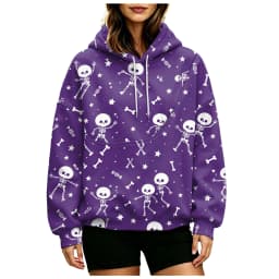 Women Fall And Winter Hoodie With Pet Pouch Oversized Pocket Colorful Halloween Print Sweatshirt Women Sweater Zipper Pockets