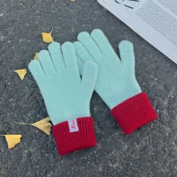 Women Winter Thickened Windproof Keep Warm Fingertip Touch Screen Knitted Gloves Fashion Color Spelling Soft