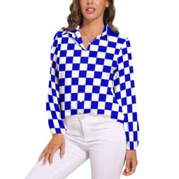 Black Checkerboard Blouse Classic Black and White Checker Office Print Blouses Women Autumn Oversize Long Sleeve Casual Shirts
