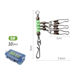 New 10pcs 1-2-3-Way Fishing Snap Connector 6#/8#/10# Stainless Steel Luminous Fishing Pin Connector Barrel Swivels Tackle