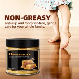 80ml natural beeswax with sponge, unscented type for furniture, floor, etc., essential wooden care for home, simple packaging