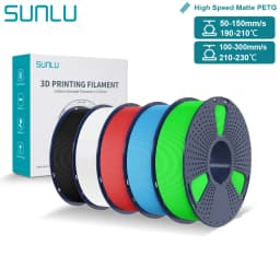 SUNLU High Speed Matte PETG Filament 1.75mm High Toughness Easy Print Fast 3D Printing Material Durable Smooth Finish 1KG Spool