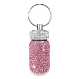 Bling Rhineston Pill Container Portable Pill Bottle Case Waterproof Travel Medicine Box Beautiful Holder Storage with Keychain