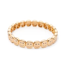2024 New Gold Color Bangle Happy Elastic Bracelets For Women Beaded Accessory