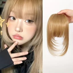 Women's Straight Synthetic Hair Extensions with Layered Bangs Side-Swept Bangs Natural-Looking Hairpiece for Versatile Styling