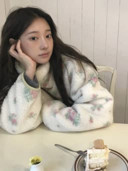 Korean Style Sweet Floral Print Double-Sided Wear Velvet Sweatshirt Women's Winter Outerwear Soft Versatile Casual Top