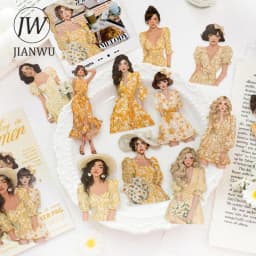 JIANWU Falling Into Summer Series Vintage Character Landscape Material Collage Scrapbook Sticker Creative DIY Journal Stationery