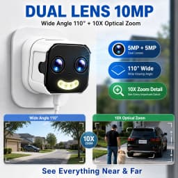 OKAM PRO Window Camera Dual Lens 10X ZOOM 5G WIFI Camera HD 10MP Dual Stand Night Vision Bidirectional Intercom Mobile Detection