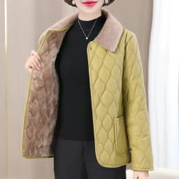 Winter Plush Jacket Winter Mom's Fashion Plus Size Loose Thick Fur Collar Coat For Mid-Aged Women With Velvet Warm Quilted Coat