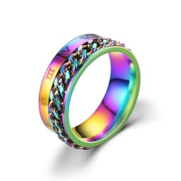 Titanium Steel Rotatable Chain Rings for Men Women Spinner Ring Anti Stress Multifunctional Rings Bottle Opener Ring Club Gift