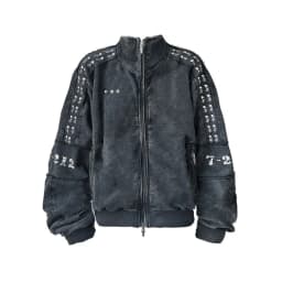 Men's Punk Heavy Washed Vintage Printed Patchwork Subculture Silhouette Sweatshirt