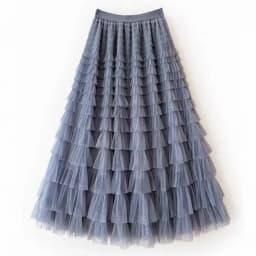 HOT Solid Multilayer Ruffle Mesh Skirt Women Boho High Waist Long Maxi Tulle Skirt Spring Summer Party Women's Clothing