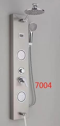Luxury LED Shower Column Faucet Brushed Nickel SPA Massage Jet Shower Panel Tower Tap Digital Temperature Screen Bathroom Faucet
