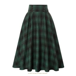 Autumn New Skirt A Line Swing Buttons Long Midi Vintage Skirt Red Green High Waist Plaid Skirts for Women Jupe 2026