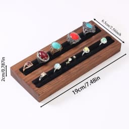 Walnut and Beech Wood Ring Display Tray, Fashionable High-end Accessory Display Stand Holder, Black Beige Ring Storage Rack