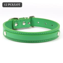 12 PCS Wholesale Plain PU Leather DIY Name ID Dog Collar Custom Letters Charms Puppy Cat Neck Strap Collars for Small Medium Dog