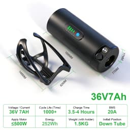 36v 10.5ah Bottle EBike Battery 48V 36V 7Ah 10.5Ah 9Ah Electric Bicycle18650 Batteries Pack for 250W 350W 500W Motor Kit