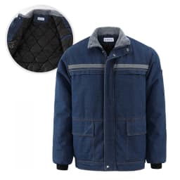 Men's Denim Workwear Cotton Jacket Winter Welding Flame Retardant Thickened Fleece Wear Resistant Cotton Coat