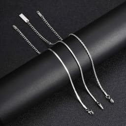 3pcs Men Thin Chain Bracelet,Never Fade Silver Color Twist Chain Wristband,Stylish Punk Jewelry Gift for Husband Father Son