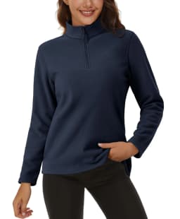 TACVASEN Stand Collar 1/4 Zip Fleece Pullover Womens Outdoor Sports Casual Tops Autumn Winter Lightweight Soft Warm Sweatshirt
