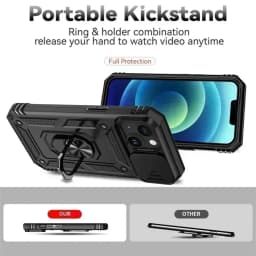 Ring Stand Rotating Slide Camera Lens Military Grade Armor Case for iPhone 17 16 E 14 13 12 11 15 Pro Max Plus Mini Cover