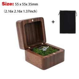 Personalized Natural Wood Ring Box Jewelry Ring Proposal Engagement Wedding Organizer Golden Marriage Lover Anniversary Gift