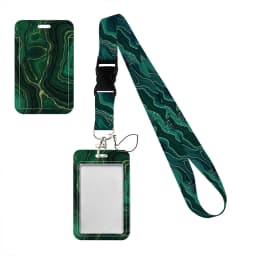 Simple Marble Heart Rainbow Card Holder with Buckle Lovely Hanging Rope ID Pass Hang Accessories Holder Lanyard Passr Case