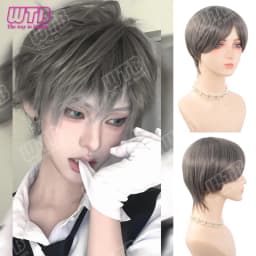 Short Synthetic Wig Unisex Multi-Color Short Curly Wig Adds Hair Volume Changes Hairstyle Suitable for Daily Wear and Holidays