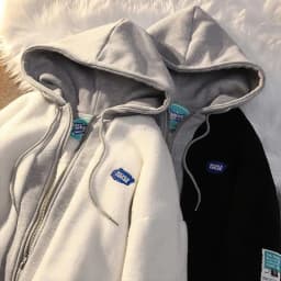 2023 Autumn Winter Women's Zipper Long Sleeve Patchwork Sweatshirts American Retro Knitwear Drawstring Fashion Vintage Hoodies