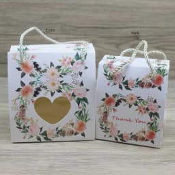 10pc 2sizes Paper Gifts Package Box with Hanger DIY Handmade Marble Flower Style Paper Window Box Paryt Suppiles Wrapping