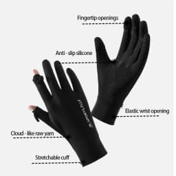 Men Cycling Gloves Sun Protection Summer Ice Silk Running Fingertip Flip Top Fishing Anti Slip Breathable Hiking Travel Gloves