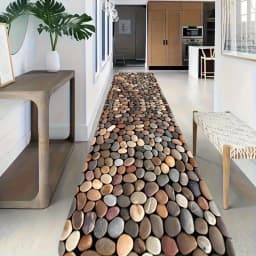 VIKAMA Pebble Non-Slip Flannel Mat—Long, Durable & Absorbent, Stain-Resistant Easy-Clean Kitchen & Hallway Rug