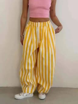 LGRQ Office Lady Casual Trousers Elastic High Waisted Striped Fashionable Wide Leg Pants 2026 Summer New Women's 19DB1959