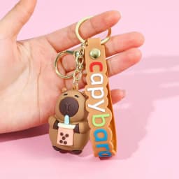 Capybara Keychain PVC Soft Key Accessories Cute Party Gifts for Christmas for Boys and Girls Key Buckles Metal