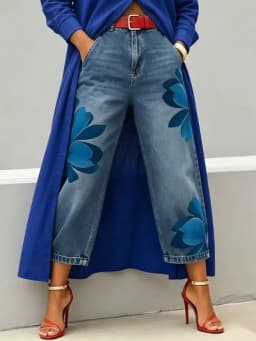Office Lady Chic Loose All Season Pants Elegant Women Straight Printing Patchwork Pants Outdoor Casual Long Pants 2026 Trousers