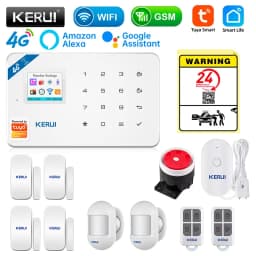 KERUI Security Alarm System Kit W184 4G WIFI GSM Alarm Wireless Home Tuya Smart APP Control Motion Sensor Burglar Support Alexa