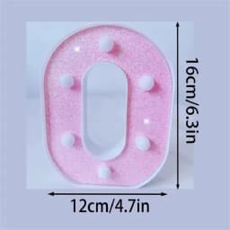 1PC 16cm Pink Glitter LED Letter&Number Lights Battery Powered Decorative Lights For Wedding,Proposal,Birthday,Party,Photo Props