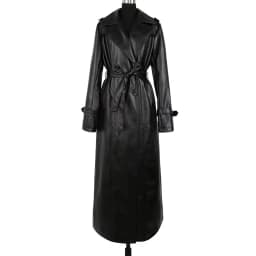 Mauroicardi Spring Autumn Waterproof Black Soft Pu Leather Trench Coat for Women Belt Double Breasted Floor Length Overcoat 2025